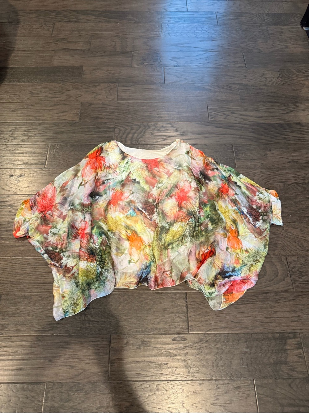 Parkmoda Women’s Floral Sheer Dolman Top - Multicolor size M-L